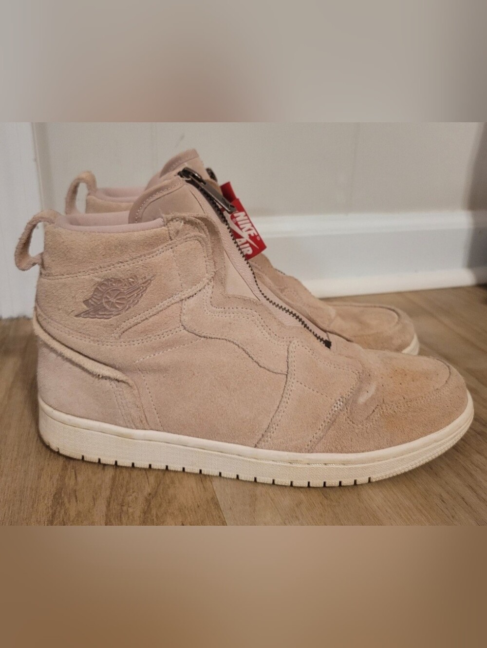 Nike Air Jordan high zip particle Suede beige tennis shoes size 9.5